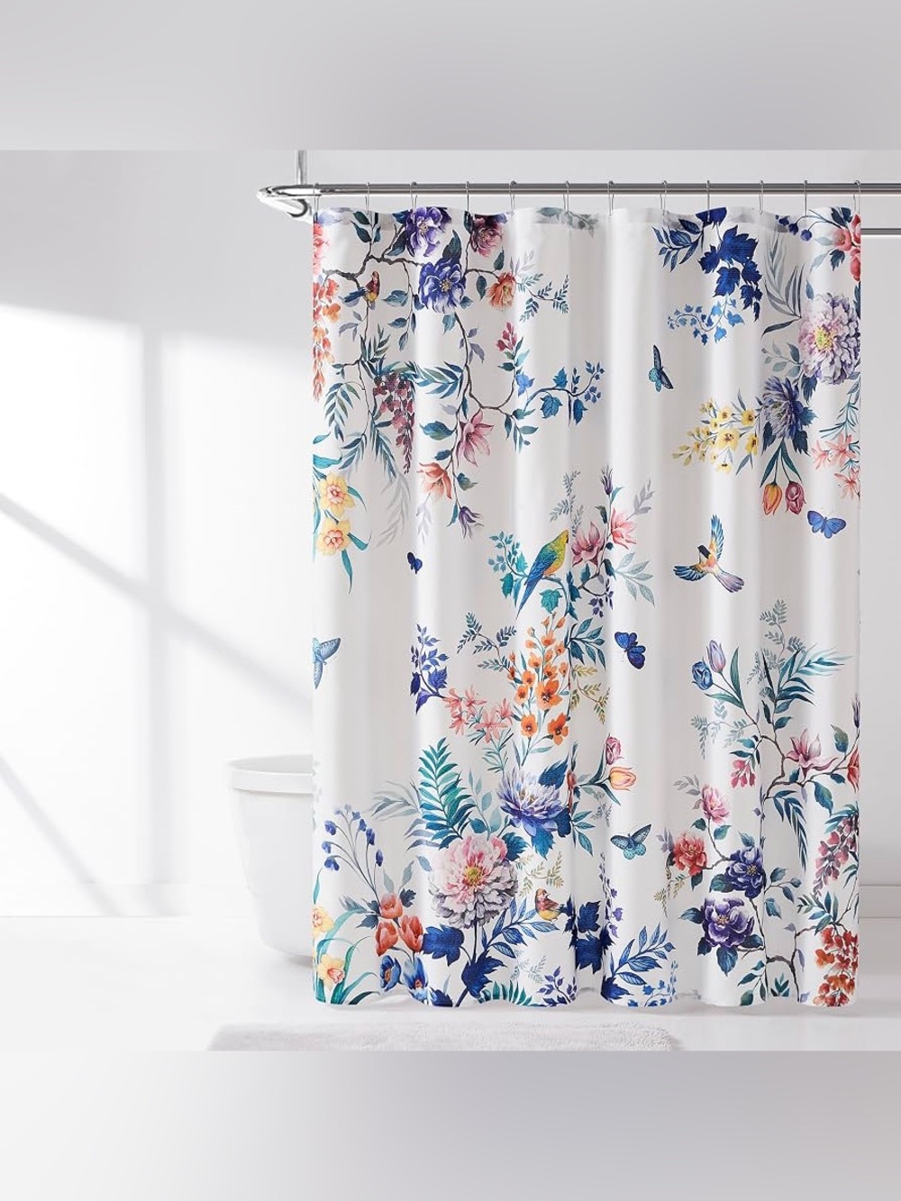 Lush Decor Fantasia Shower Curtain 72 x72 Teal & Blue Floral tropical bird